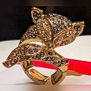 New Sparkling Black Gold & Light pink FOX Stretch Ring